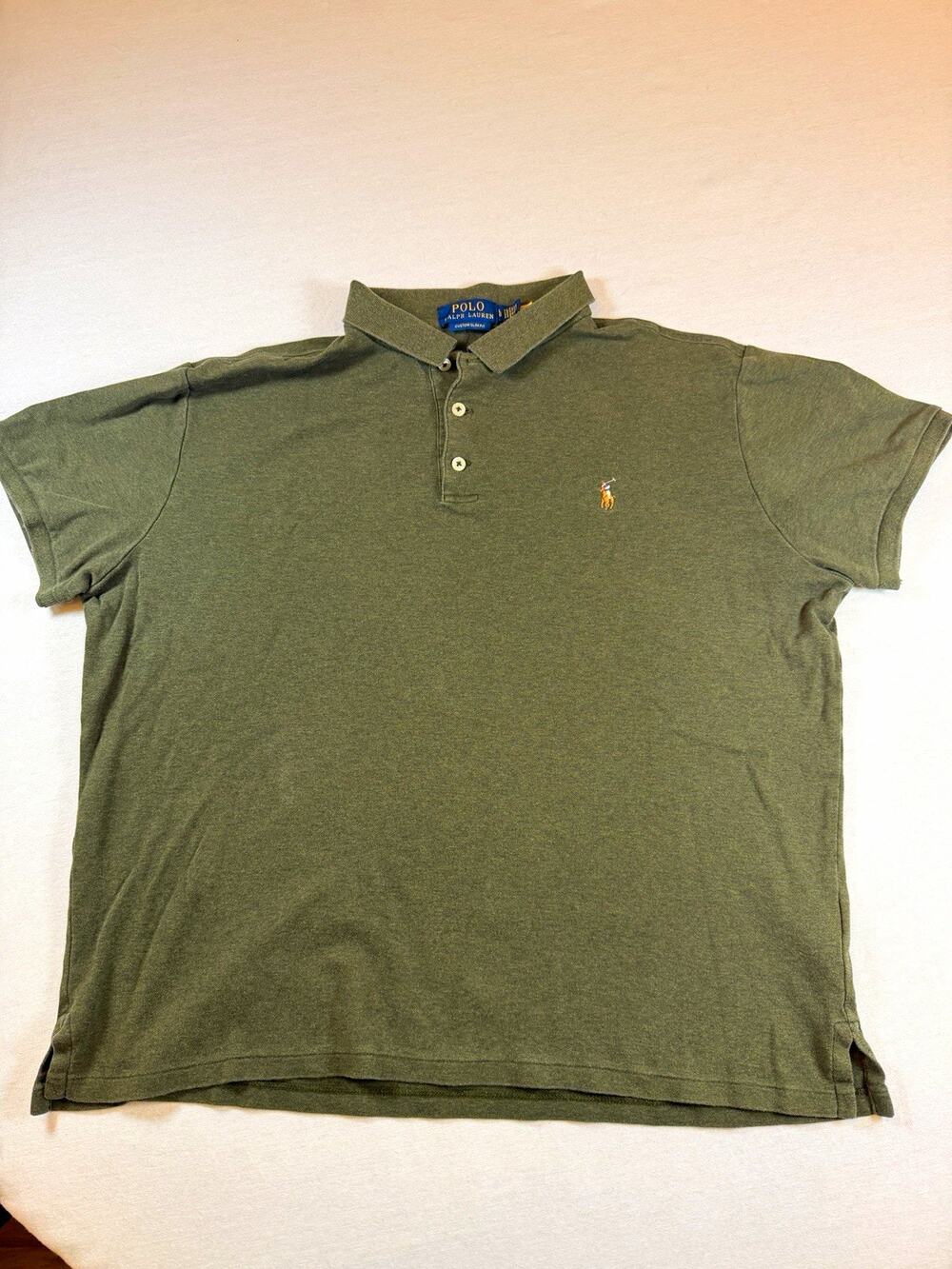 Lot of 2 Polo Ralph Lauren Mens Polo Shirts XL Black Olive Green Soft Interlock